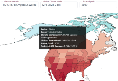 Alaska - EDHEC-CLIRMAP shows a 14% GRP impingement by 2099 