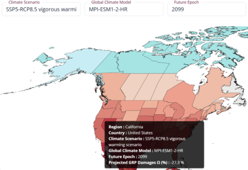 California - EDHEC-CLIRMAP shows a 27% GRP impingement by 2099 