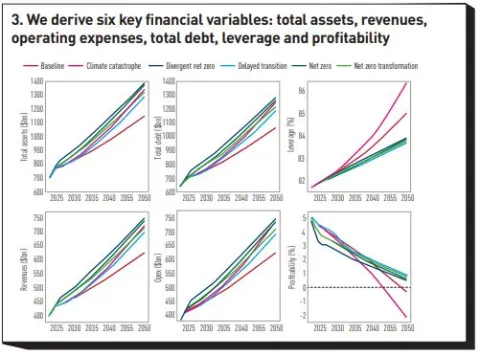 We derive six key financial variables: total assets, revenues, operating expenses, total debt, leverage and profitability