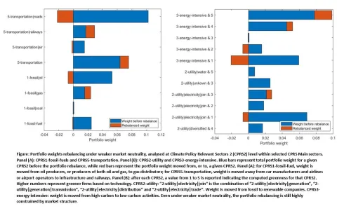 Portfolio weights rebalancing under weaker market neutrality, analysed at Climate Policy Relevant Sectors 2 (CPRS2) level within selected CPRS Main sectors