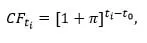 . Cash flows are normalized at $1, or $1 plus a fixed compounded COLA π, in which case we have