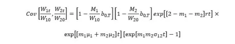 then the covariance between their values at time t is