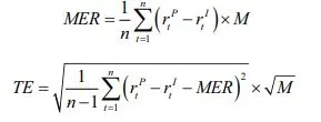 For each backtest, we compute two indicators to assess the quality of the replication, the annualised mean excess return (MER) and the annualised tracking error (TE), which we define as follows